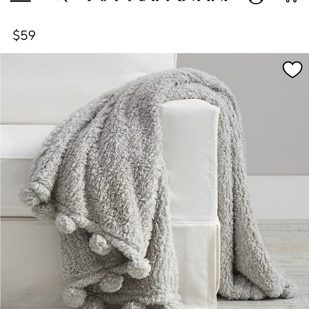 Pottery Barn Teen Soft Gray Pom Pom Throw
